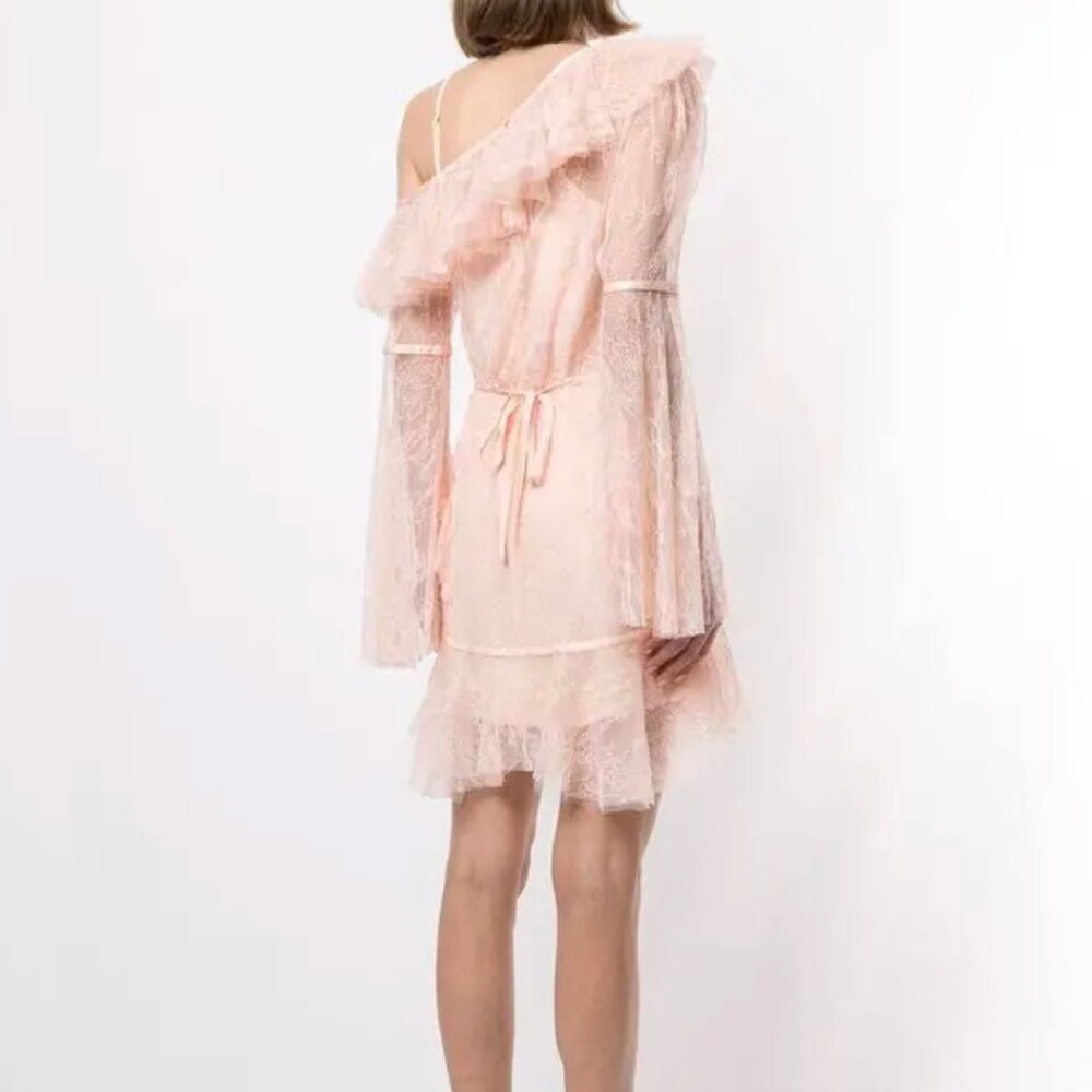 Alice McCall Blush Lace Ruffle Off Shoulder Mini Dress 6 - Picture 3 of 8